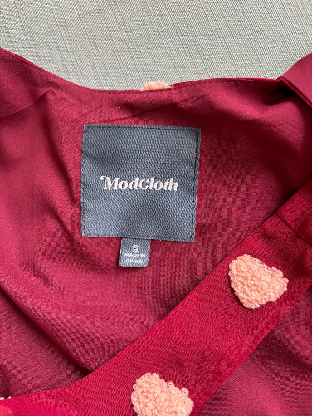 ModCloth Wine Red Dress with Pink Heart Details - Picture 8 of 9